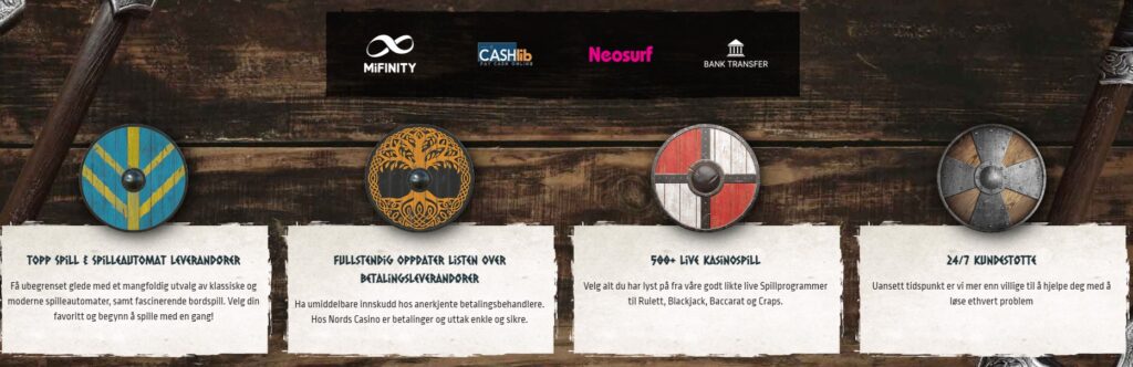 Nords Casino betalingsmåter og info