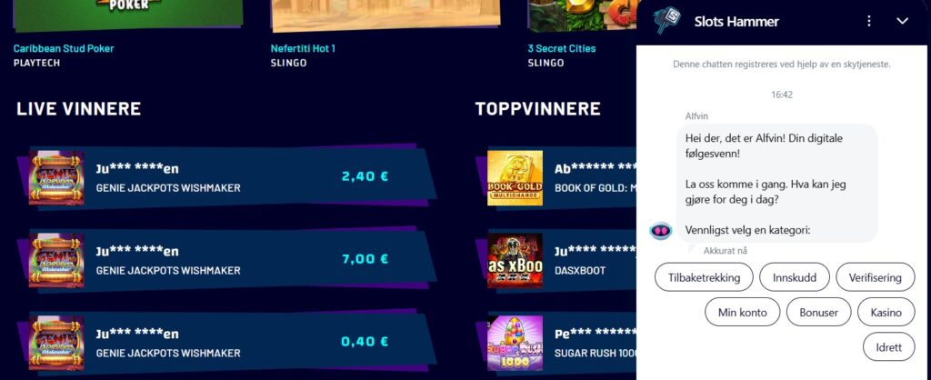 Slots Hammer Kundestøtte
